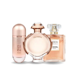 Combo aus 3 Damenparfums – 212 VIP Rosé von Carolina Herrera, Olympéa von Paco Rabanne und Coco Mademoiselle von Chanel (je 100ml)